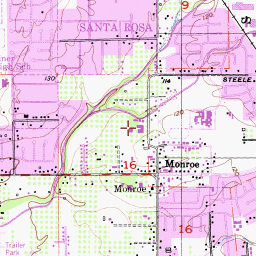 Topographic Map of James Monroe Elementary School, CA