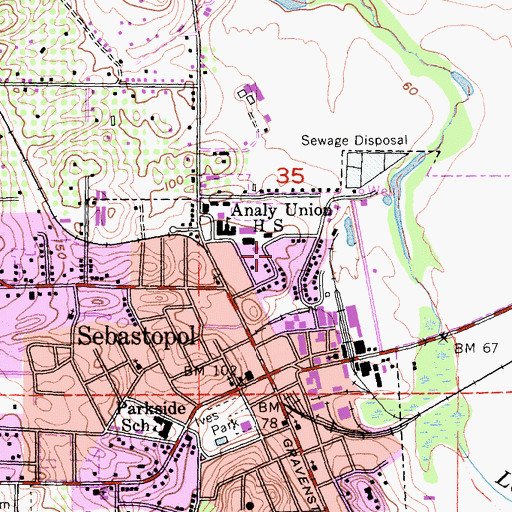 Topographic Map of Laguna High School, CA