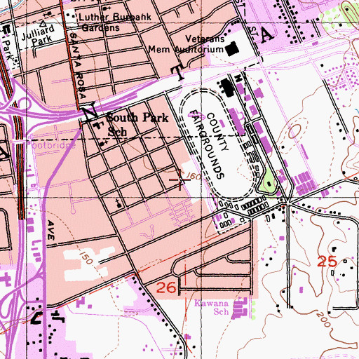 Topographic Map of Martin Luther King Junior Park, CA