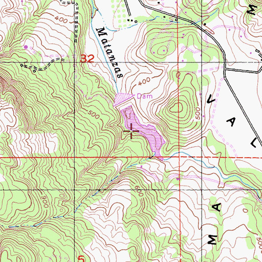 Topographic Map of Matanzas Creek Reservoir, CA