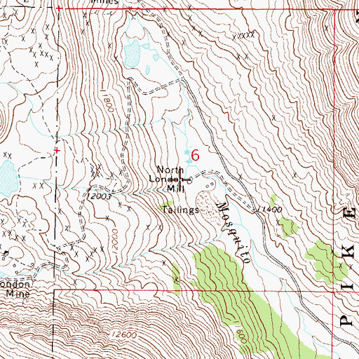 Topographic Map of North London Mill, CO