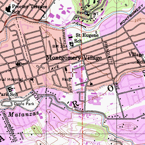 Topographic Map of Montgomery Village Shopping Center, CA