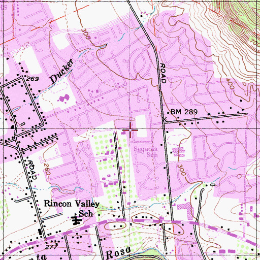 Topographic Map of Oak Green Park, CA