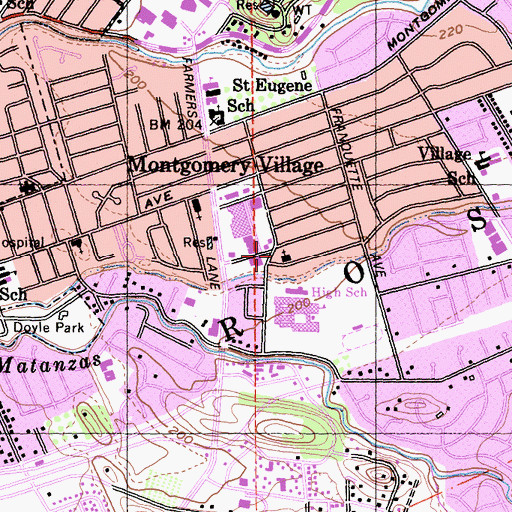Topographic Map of Presbyterian Church of the Roses, CA