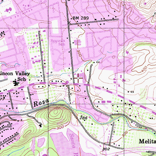 Topographic Map of Saint Francis Shopping Center, CA