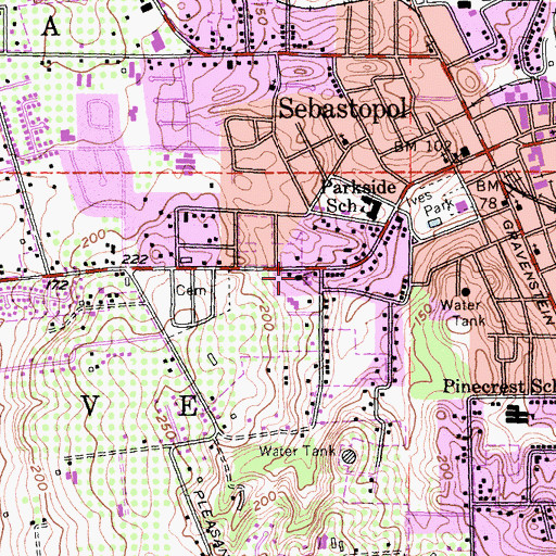 Topographic Map of Saint Stephens Episcopal Church, CA