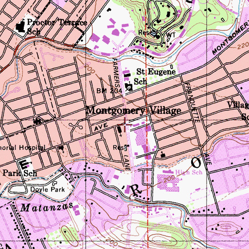 Topographic Map of Santa Rosa Boys Club, CA