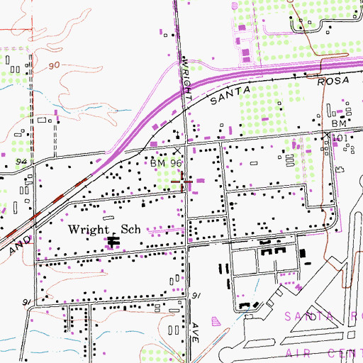 Topographic Map of Santa Rosa Christian School, CA