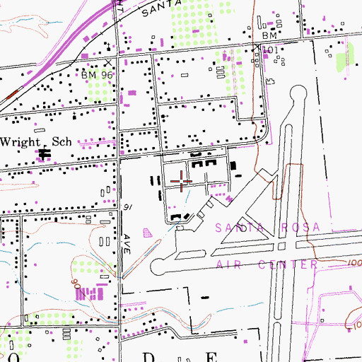 Topographic Map of Santa Rosa Industrial Airpark, CA
