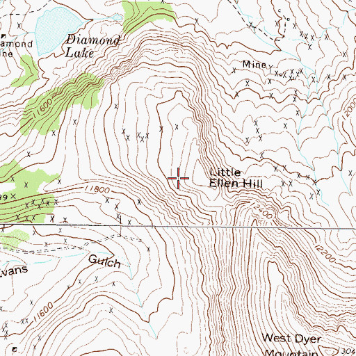 Topographic Map of Little Ellen Hill, CO