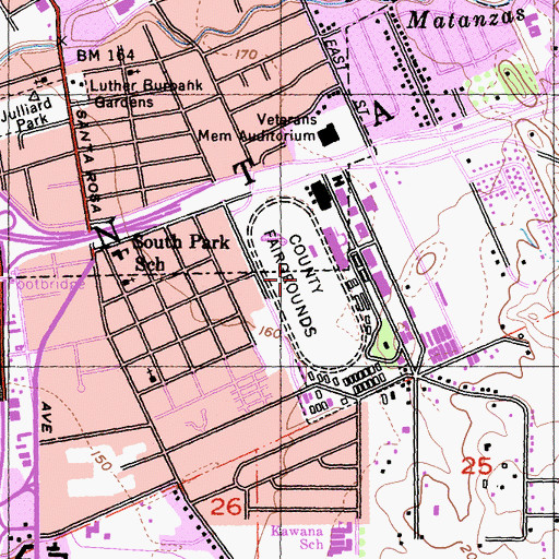 Topographic Map of Sonoma County Fairgrounds, CA