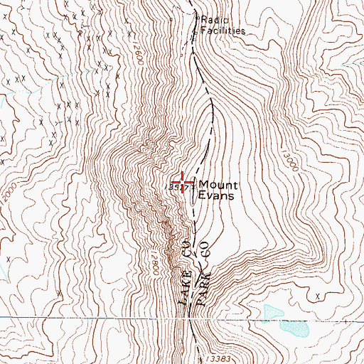 Topographic Map of Mount Evans, CO