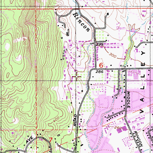 Topographic Map of Upper Brush Creek Neighborhood Park, CA