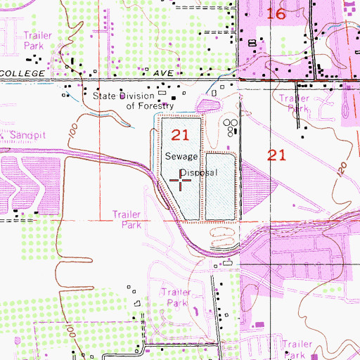 Topographic Map of West College Treatment Plant, CA