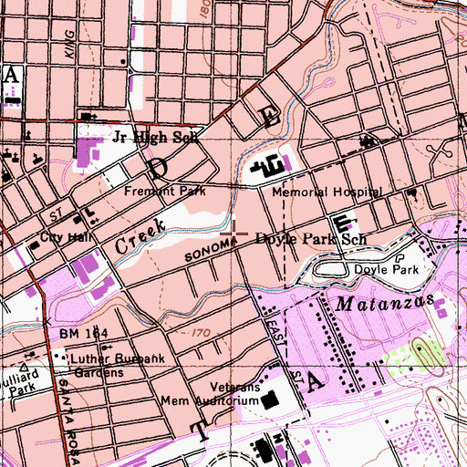 Topographic Map of Brookwood Hospital, CA
