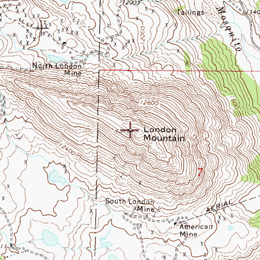 Topographic Map of London Mountain, CO