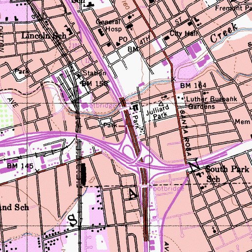 Topographic Map of Burbank Playground, CA