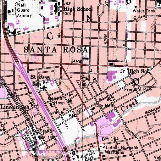 Topographic Map of Church of Religious Science, CA
