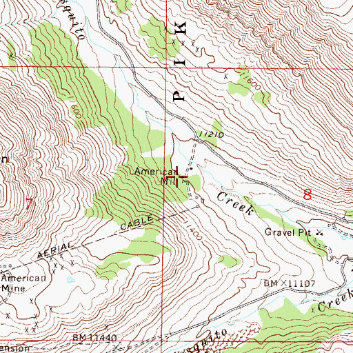 Topographic Map of American Mill, CO