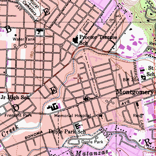 Topographic Map of Eastside Park, CA