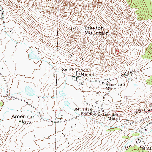 Topographic Map of South London Mine, CO