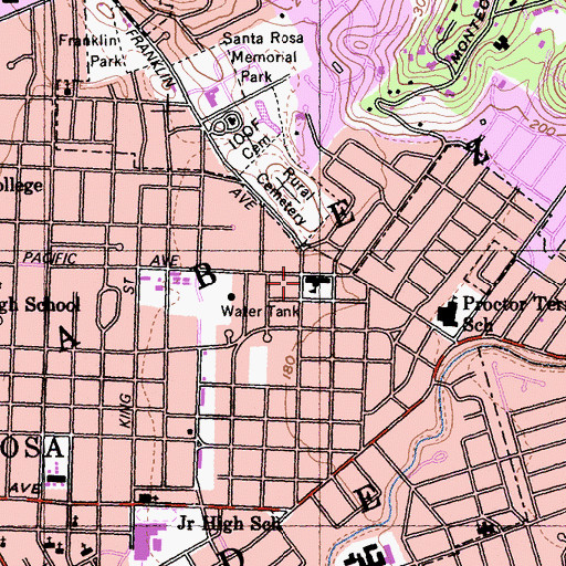 Topographic Map of First Presbyterian Church, CA