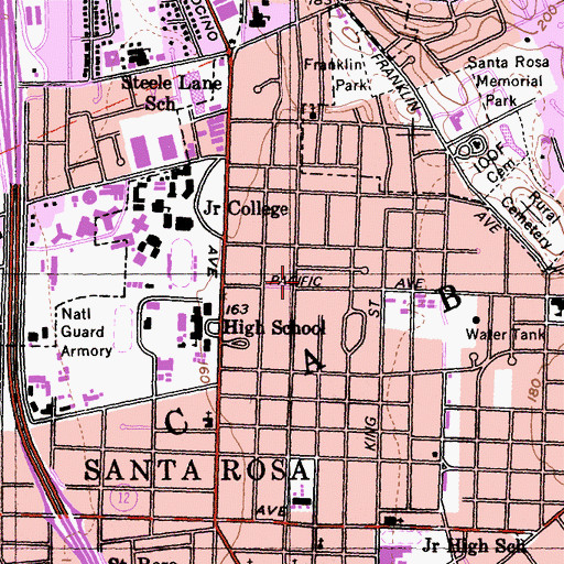 Topographic Map of Humboldt Street Park, CA