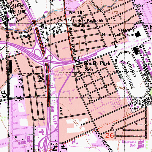 Topographic Map of Landmark Baptist Church, CA