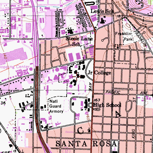 Topographic Map of Luther Burbank Theatre, CA