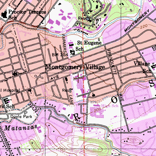 Topographic Map of Montgomery Village Post Office, CA