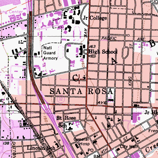 Topographic Map of Saint Lukes Lutheran Church, CA