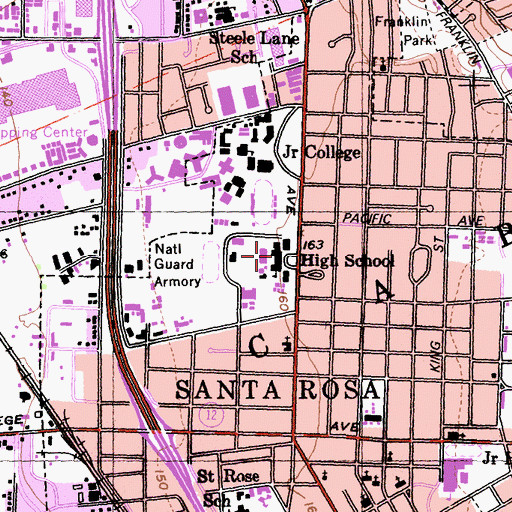 Topographic Map of Santa Rosa High School, CA