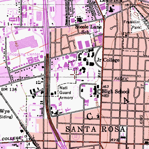Topographic Map of Santa Rosa Junior College, CA