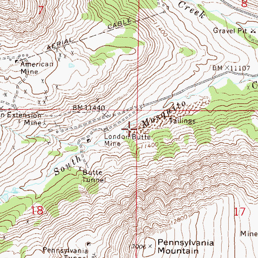 Topographic Map of London Butte Mine, CO