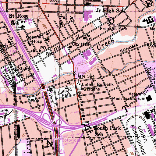 Topographic Map of Sonoma Avenue Park, CA