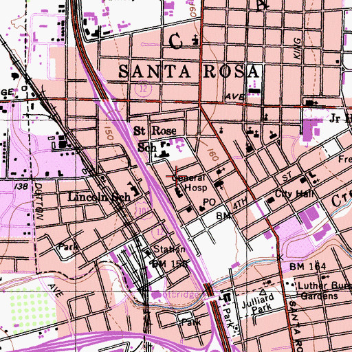 Topographic Map of Sonoma County Museum, CA