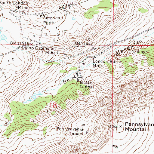 Topographic Map of Butte Tunnel, CO
