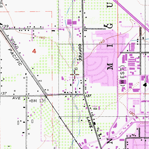 Topographic Map of Coffee Park, CA