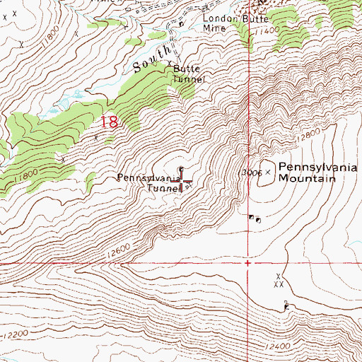 Topographic Map of Pennsylvania Tunnel, CO