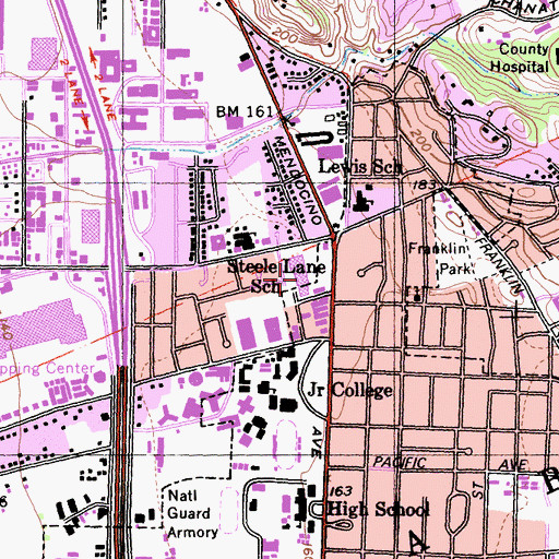 Topographic Map of Redwood Plaza Shopping Center, CA