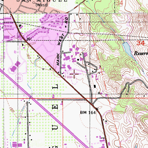 Topographic Map of Saint Rose Elementary School, CA