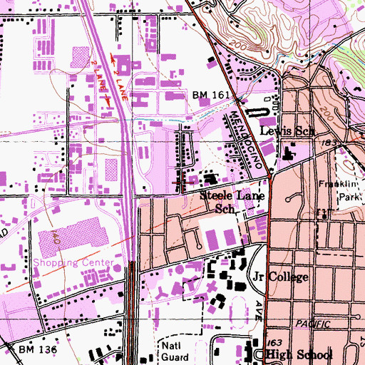 Topographic Map of Steele Lane Elementary School Annex, CA