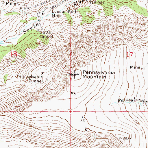 Topographic Map of Pennsylvania Mountain, CO