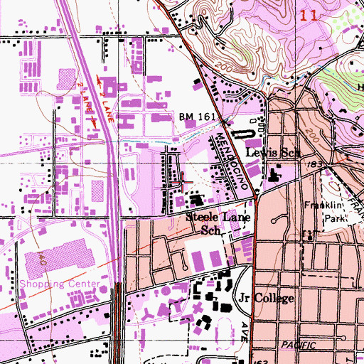 Topographic Map of Steele Lane Park, CA