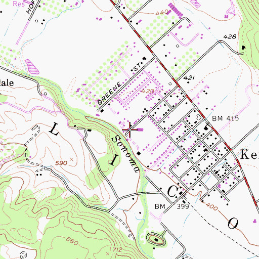 Topographic Map of Kenwood Elementary School, CA