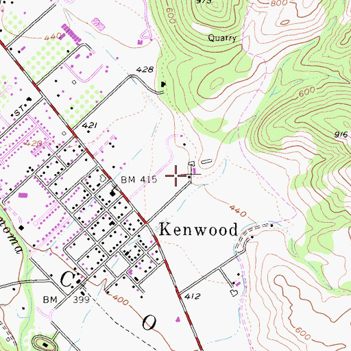 Topographic Map of Kenwood Winery, CA