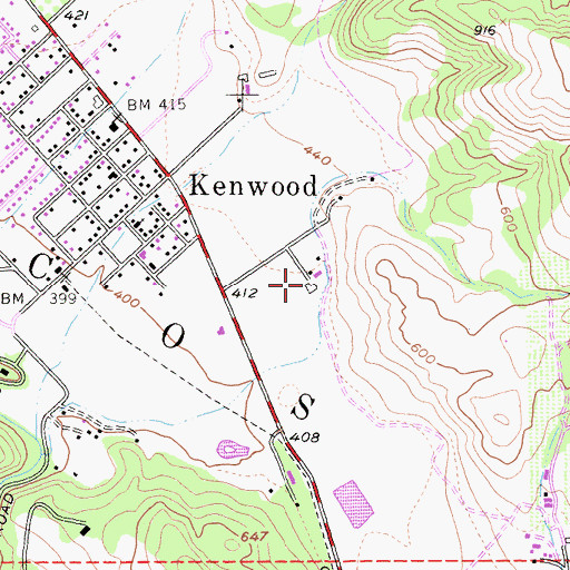 Topographic Map of Kunde Winery, CA