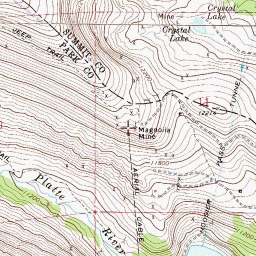 Topographic Map of Magnolia Mine, CO