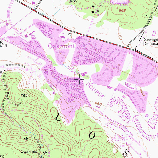 Topographic Map of Oakmont Golf Course, CA