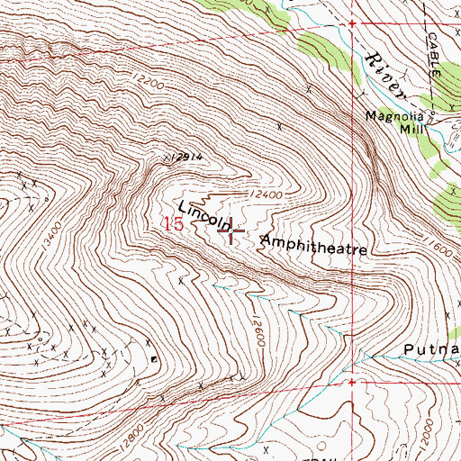 Topographic Map of Lincoln Amphitheatre, CO